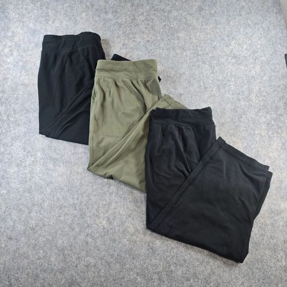 Set of 3 Athletic Works Comfort Capris Size Large 2 Black, 1 Olive Green